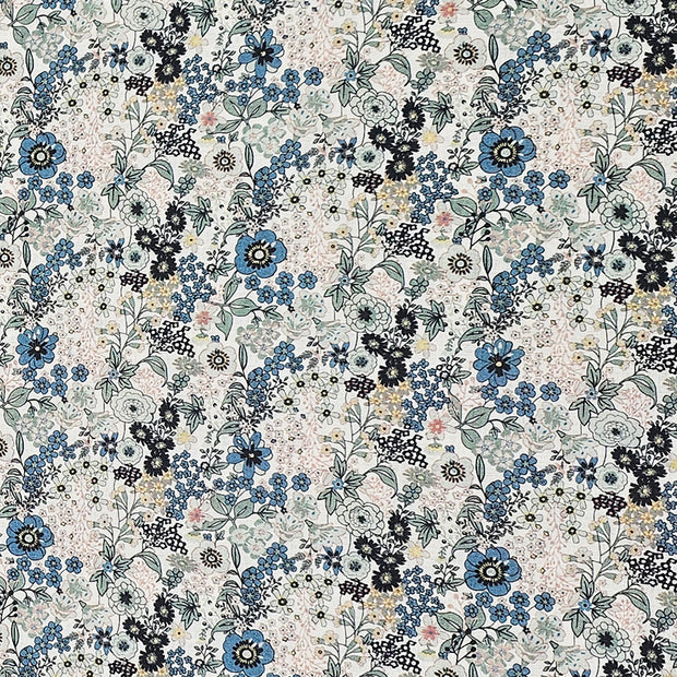 Baumwoll-Voile Digital Blumen grün, mint und blau