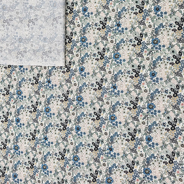 Baumwoll-Voile Digital Blumen grün, mint und blau