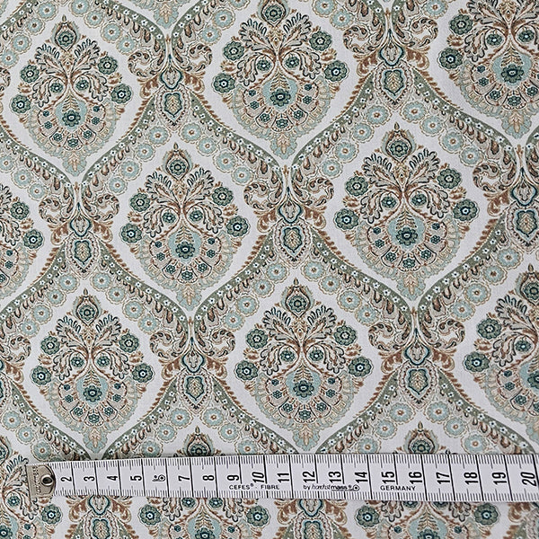 Baumwollsatin Siena Ornamente mint und beige