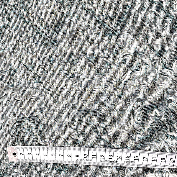 Jacquard Wellen blau und steinolive