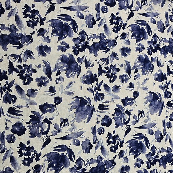 Leinen Viskose Blumen blau