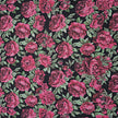 Baumwollsatin Blumen schwarz und rosa