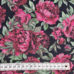 Baumwollsatin Blumen schwarz und rosa