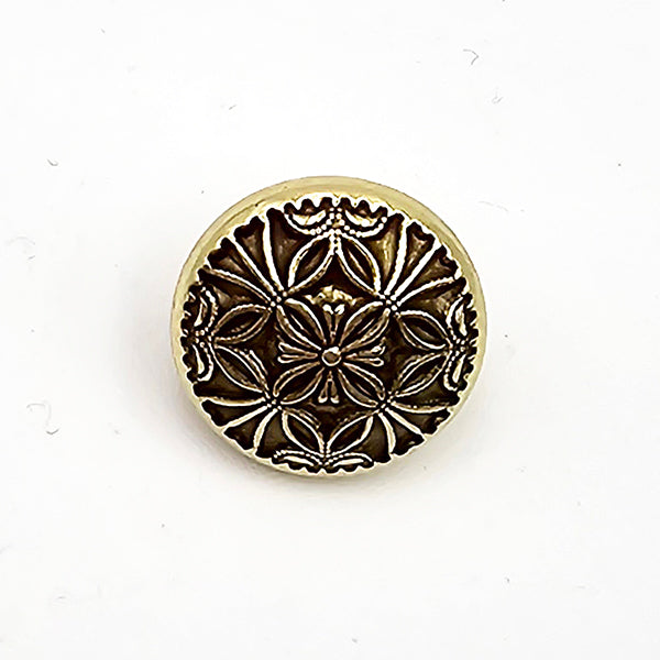 Metallknöpfe geometrische Blumen altgold 13mm