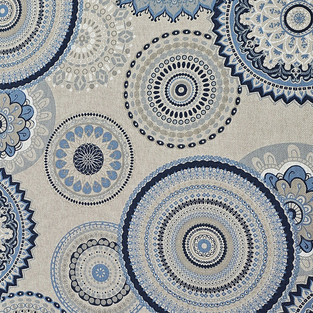 Canvas Leinenoptik geometrische Kreise blau