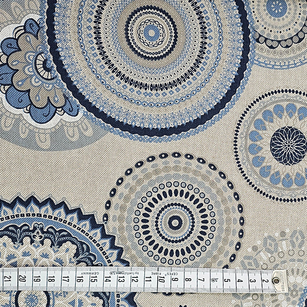 Canvas Leinenoptik geometrische Kreise blau