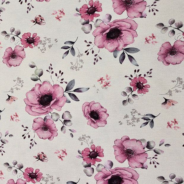 Jersey Blumen ecru