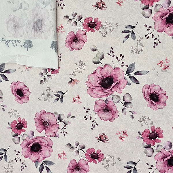 Jersey Blumen ecru