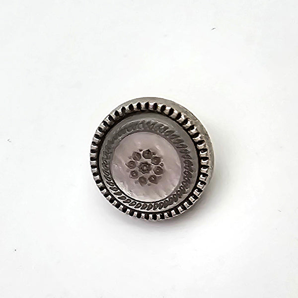 Knöpfe mit Blume grau 13mm