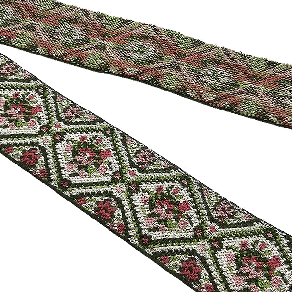 Elastic Band Jacquard grün, altrosa und hellgrün 4cm