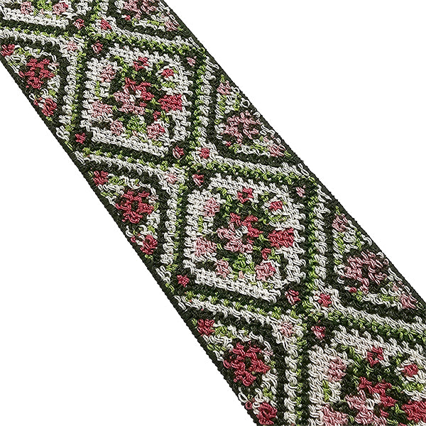 Elastic Band Jacquard grün, altrosa und hellgrün 4cm