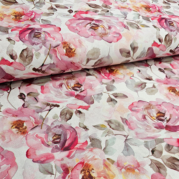 Baumwolle Rosen mit Blätter rosa