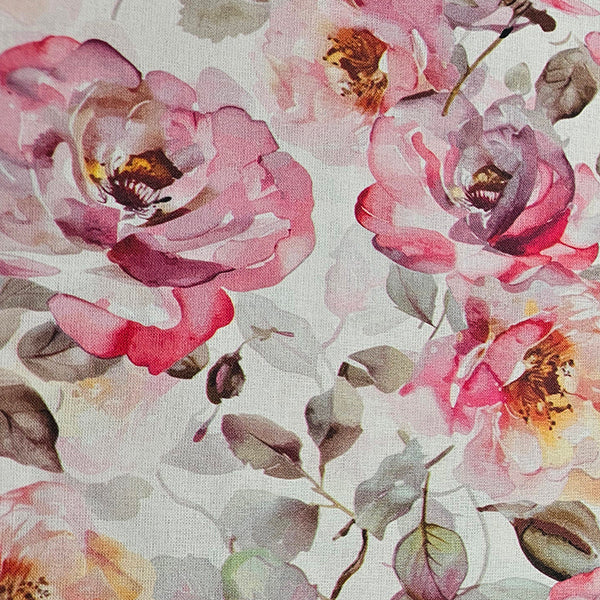 Baumwolle Rosen mit Blätter rosa