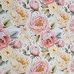 Baumwollsatin Siena große Blumen Pastell rose und buttergelb