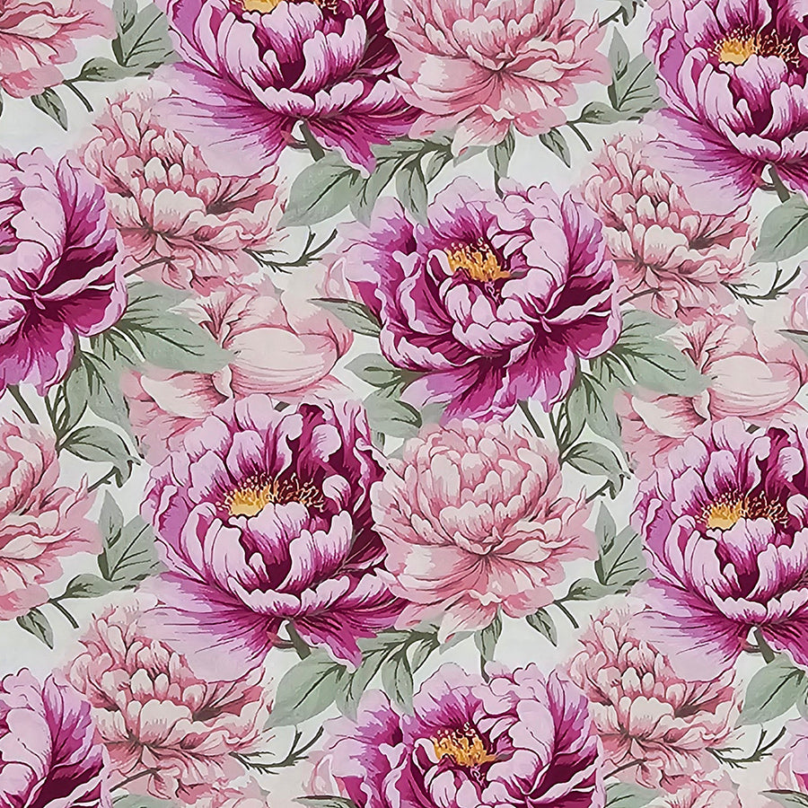 Baumwollsatin Siena Blumen rosa und fuchsia