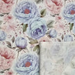 Baumwollsatin Siena große Blumen Pastell altrosa und hellblau