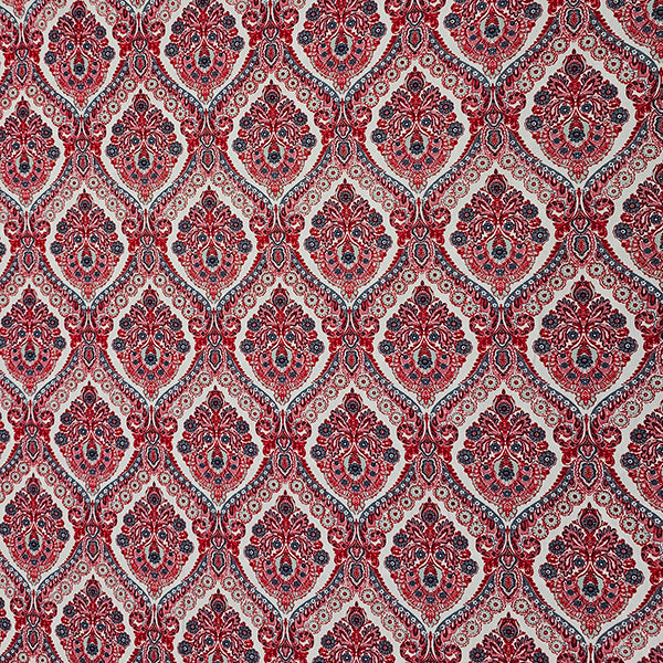 Baumwollsatin Siena Ornamente rot und blau