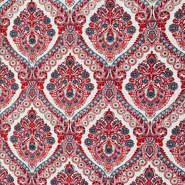 Baumwollsatin Siena Ornamente rot und blau