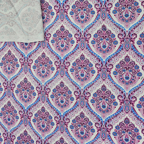 Baumwollsatin Siena Ornamente rosa, beere und blau