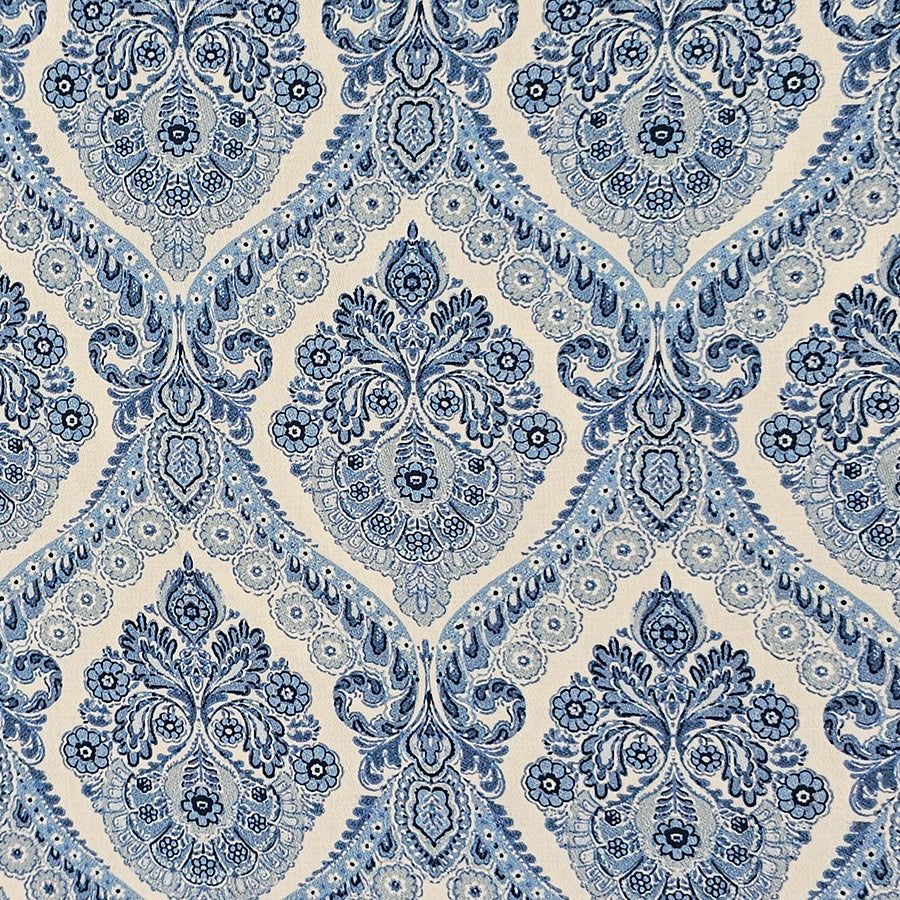 Baumwollsatin Siena Ornamente blau