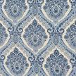 Baumwollsatin Siena Ornamente blau