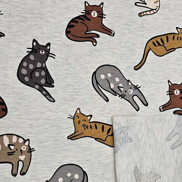 Jersey Katzen ecru meliert