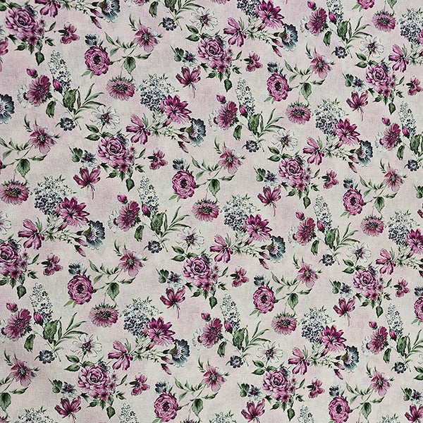 Baumwolle Rosen und Blätter mauve