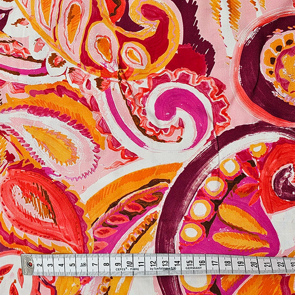 Viskose Popeline Paisley orange und pink