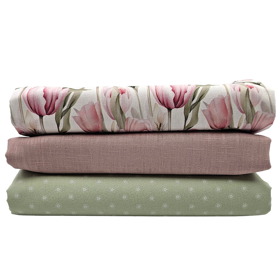 Trachten Stoffpaket rosa und mintgrün mit Tulpen Schürze