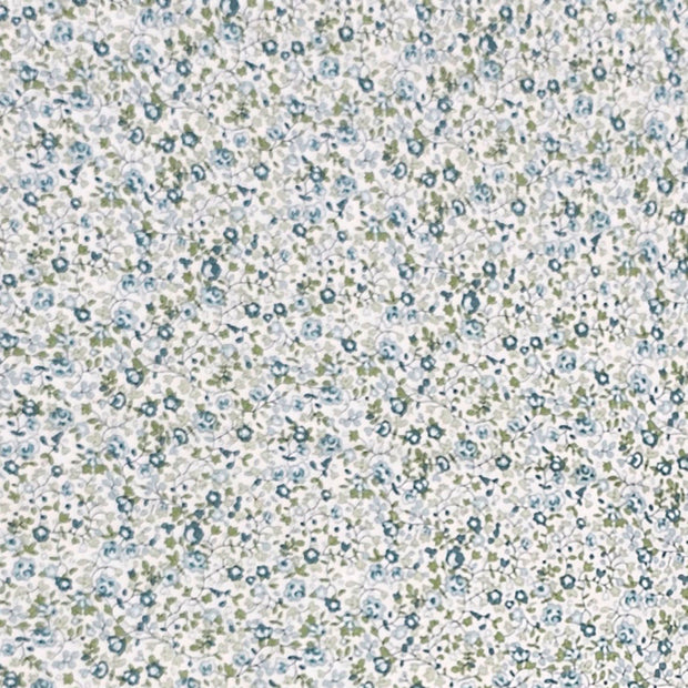 Baumwoll-Popelin Blumen hellblau und lindgrün