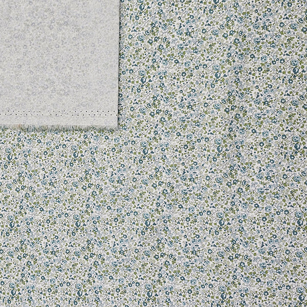 Baumwoll-Popelin Blumen hellblau und lindgrün