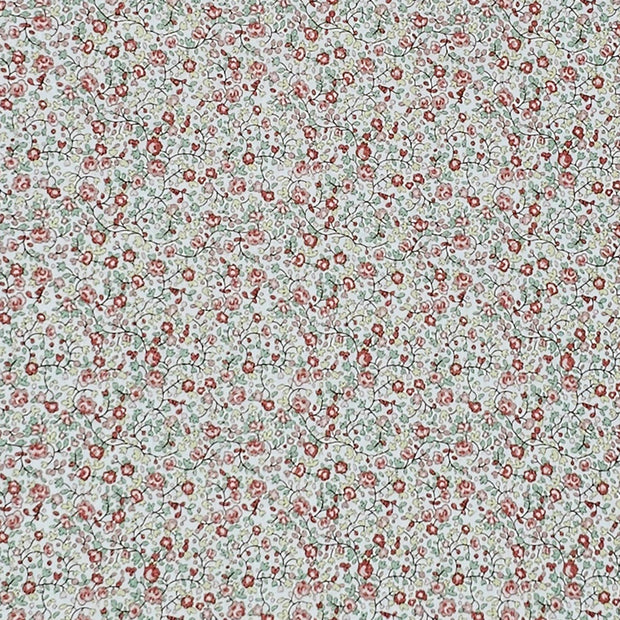 Baumwoll-Popelin Blumen altrosa und lindgrün