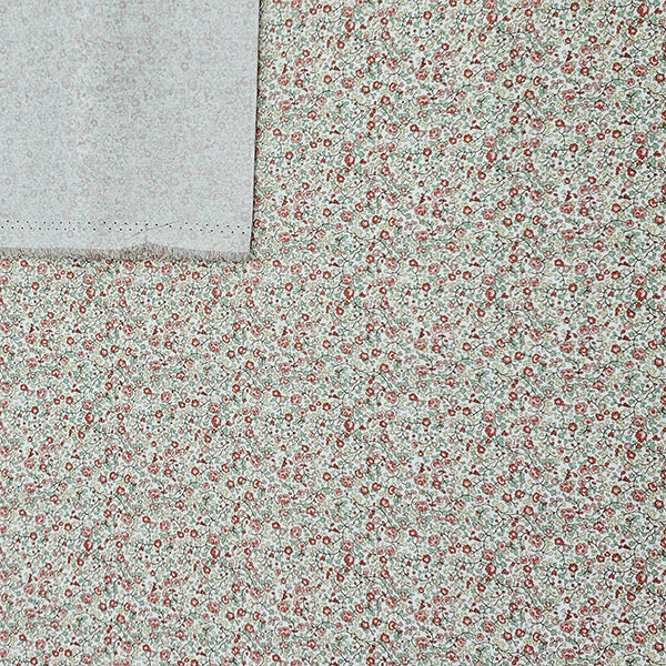 Baumwoll-Popelin Blumen altrosa und lindgrün