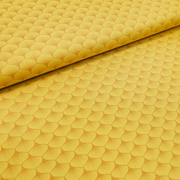 Baumwoll-Popelin Blatt gelb