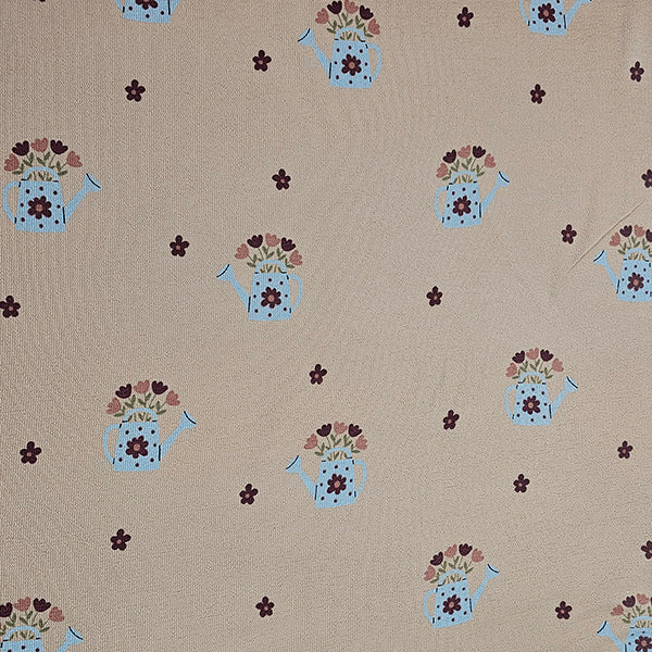 Terry Krepp Blumen beige