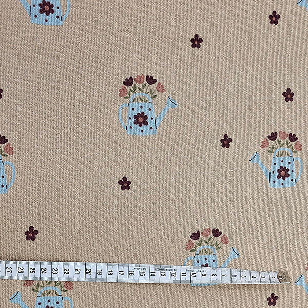 Terry Krepp Blumen beige