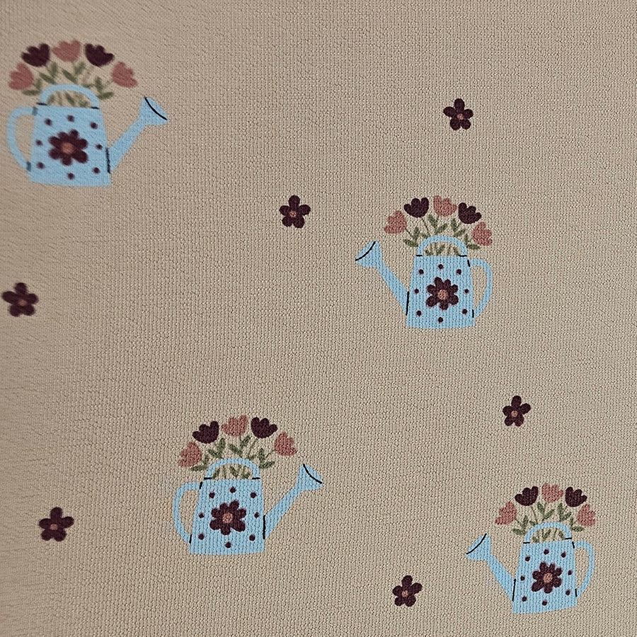 Terry Krepp Blumen beige