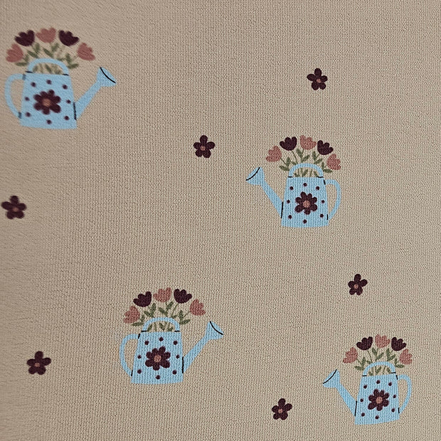 Terry Krepp Blumen beige