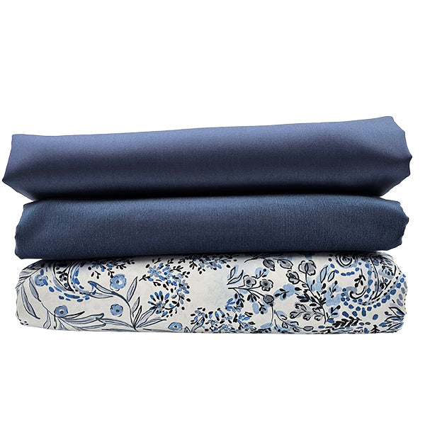 Trachten Stoffpaket Babycord jeansblau und Paisley mit Schürze