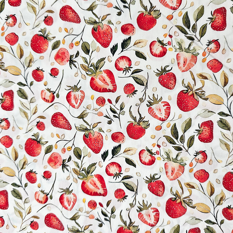 Baumwoll-Popelin Erdbeeren