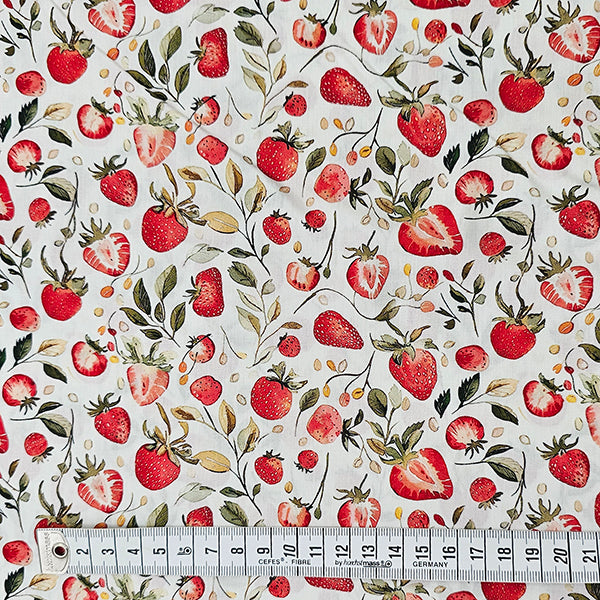 Baumwoll-Popelin Erdbeeren