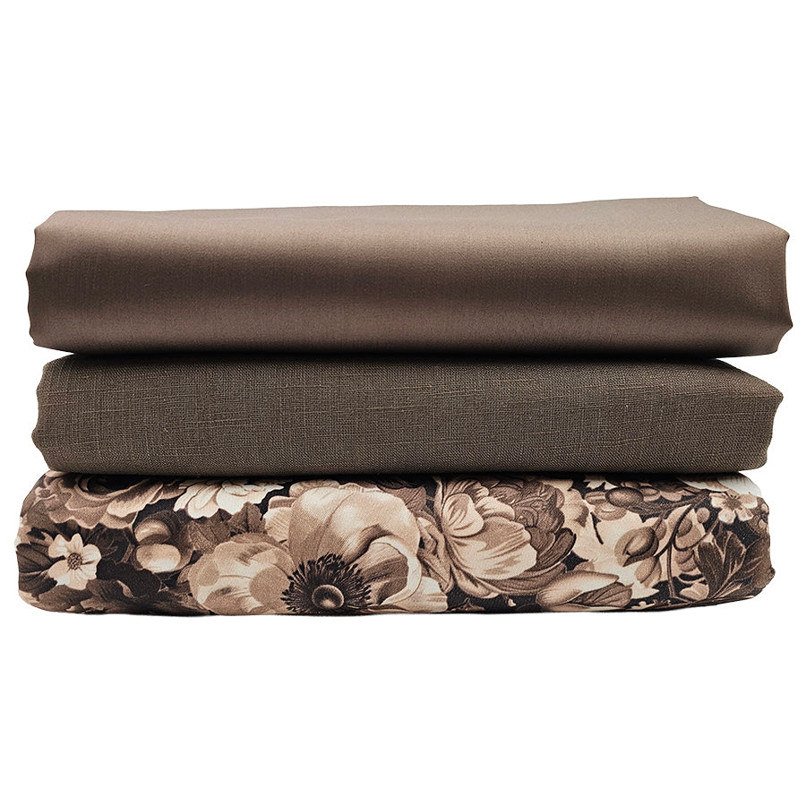 Trachten Stoffpaket taupe und Rosen mit uni Schürze