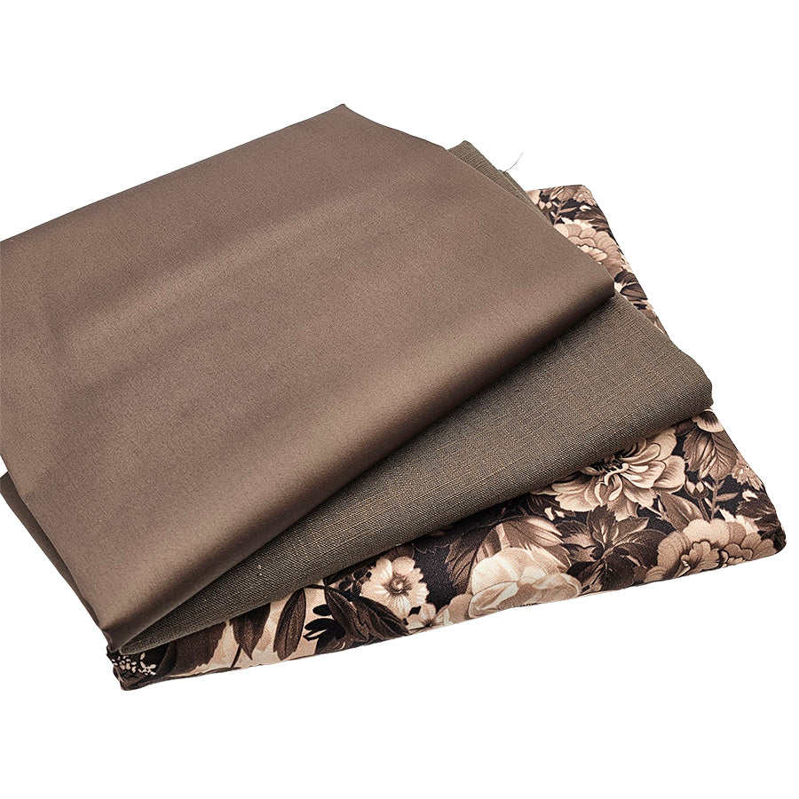 Trachten Stoffpaket taupe und Rosen mit uni Schürze
