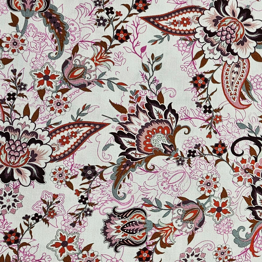Baumwollsatin Siena Blumen rosa und terra