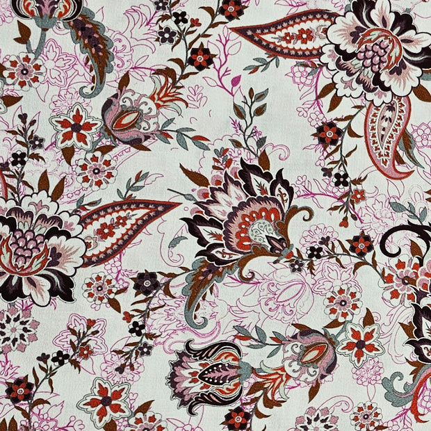 Baumwollsatin Siena Blumen rosa und terra