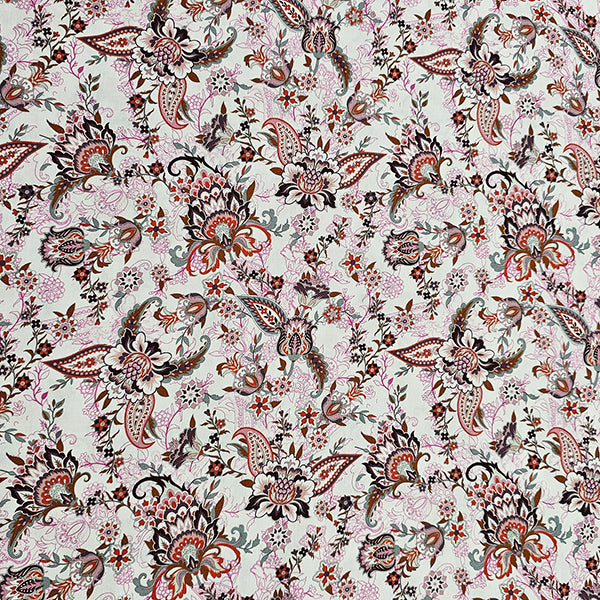 Baumwollsatin Siena Blumen rosa und terra
