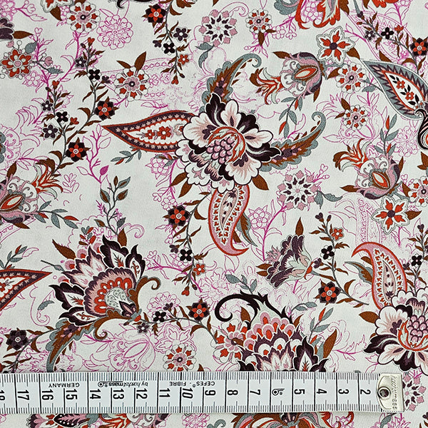 Baumwollsatin Siena Blumen rosa und terra