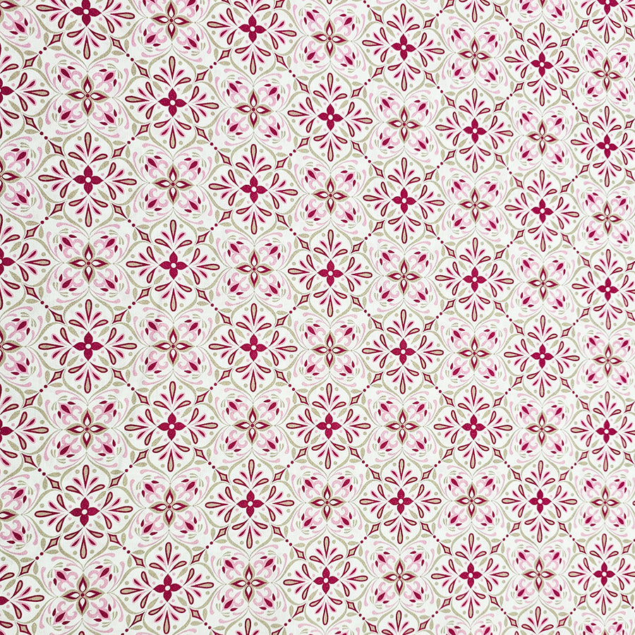 Baumwollsatin Siena Ornamente rosa und sand