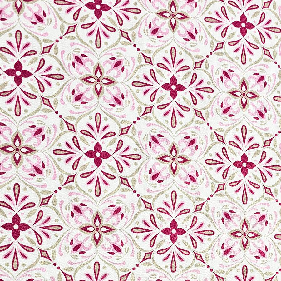 Baumwollsatin Siena Ornamente rosa und sand