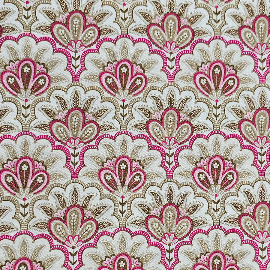 Baumwollsatin Siena Floral rosa und beige
